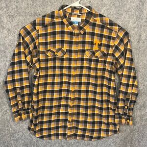 Columbia Mens Tennessee Volunteers Plaid Flannel Shirt Orange Black XXL XM7232